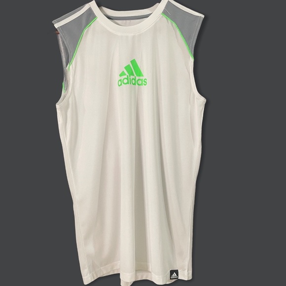 Adidas Sleeveless Tank T-Shirt White & Gray sz XL - Picture 1 of 4